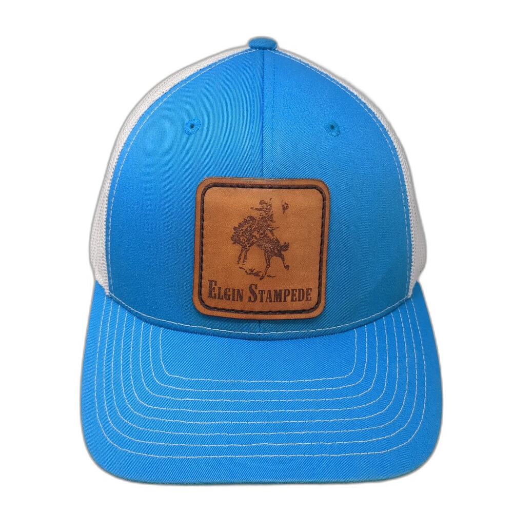 Richardson Trucker Hat Blue One Size Elgin Stampede Leather Patch Snapback